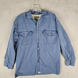 Vintage Levi's Workwear Western Grunge Shirt Mens M Blue Denim Collar Button-Up